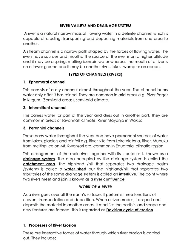 Cover of S5 Physical Geography: River Valleys and Drainage Systems (S5 Geography Notes)