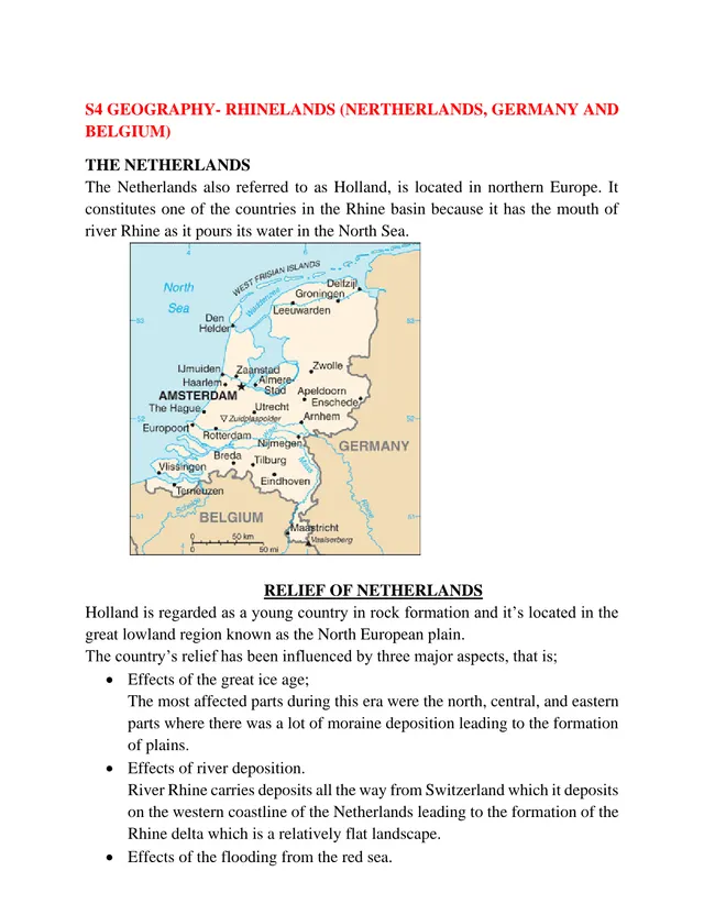Cover of S4 Geography Notes: The Rhinelands – Netherlands, Germany and Belgium (S4 Geography Notes)