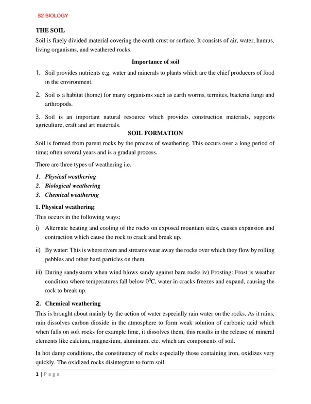 Cover of S2 Biology Notes: Soil – Formation, Profile, Components and Types (S2 Biology Notes)